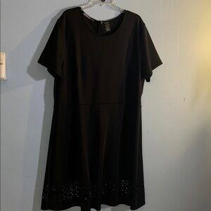 Elegant Black Dress by signature collection plus size 2x black die cut trim